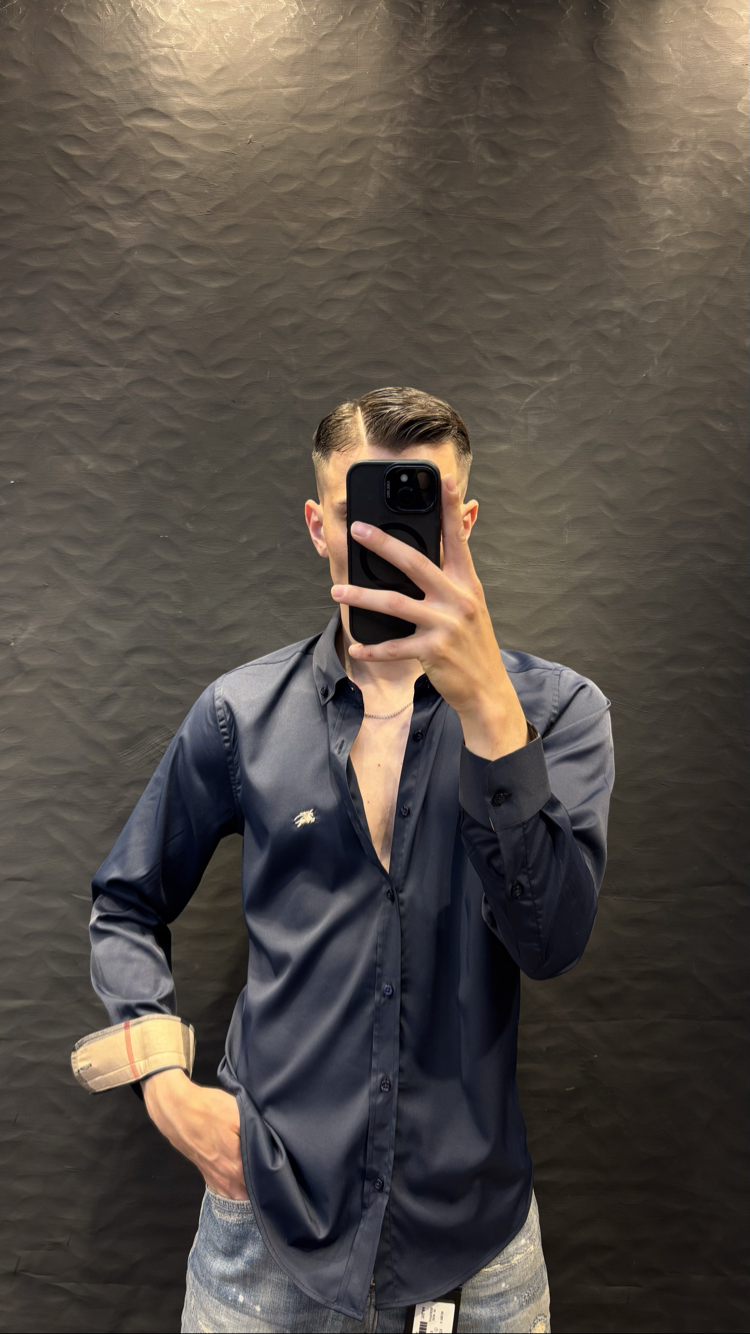 BURBERRY PREMIUM GÖMLEK (LACİVERT) İTHAL KUMAŞ