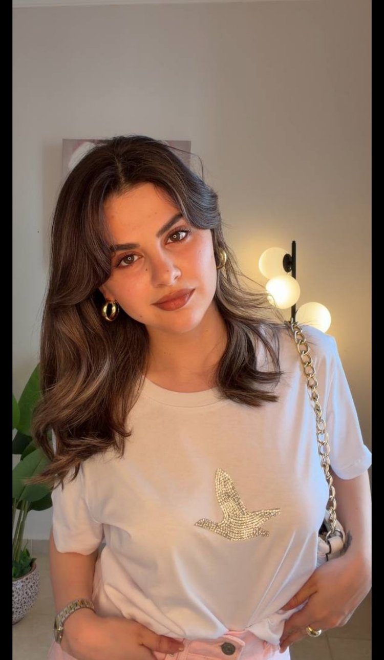 taşlı beyaz bym tişört 