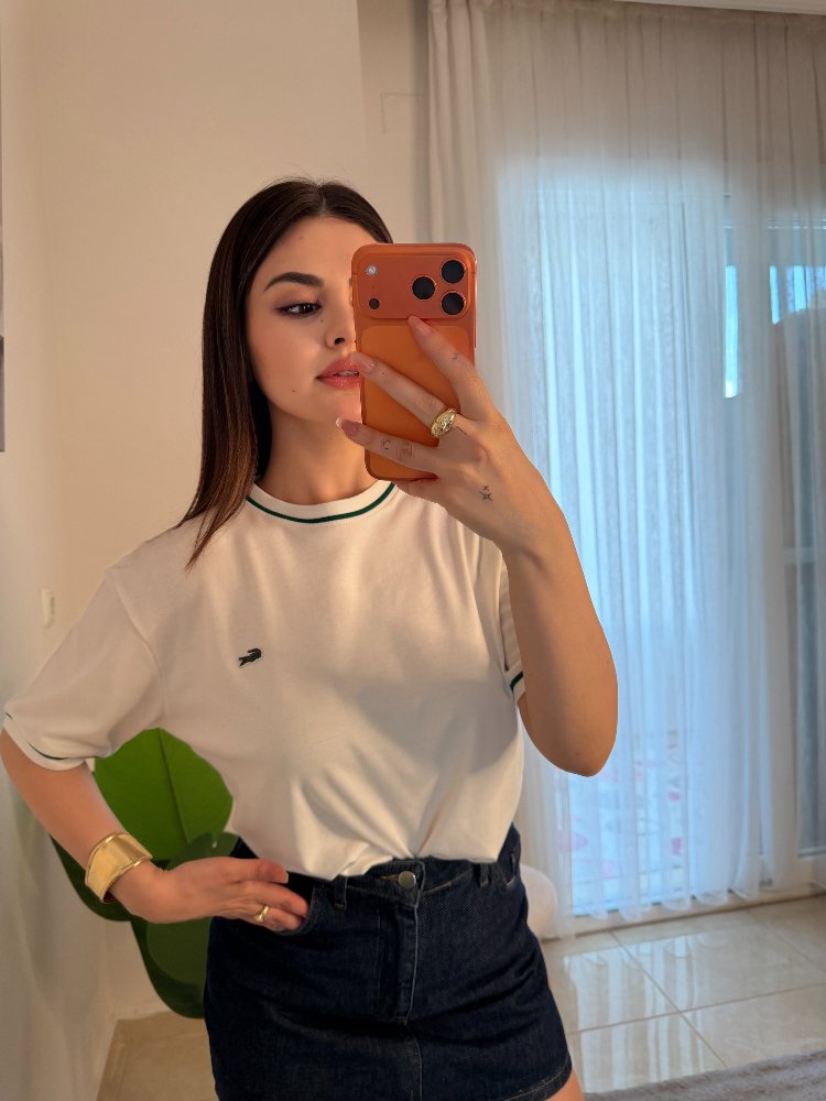 Beyaz şeritli lcst tişört