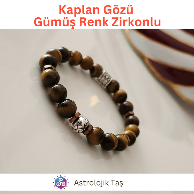 Kaplan Gözü Bilek (Gümüş Rengi Yuvarlak Charmlı)