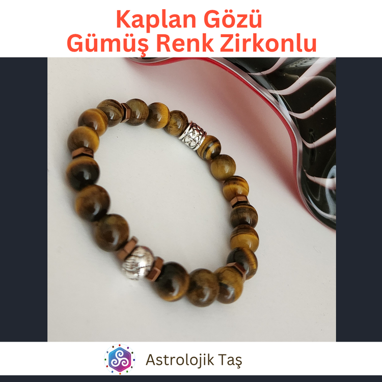 Kaplan Gözü Bilek (Gümüş Rengi Yuvarlak Charmlı)