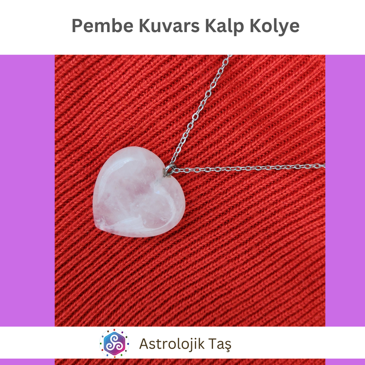 Pembe Kuvars Kalp Kolye