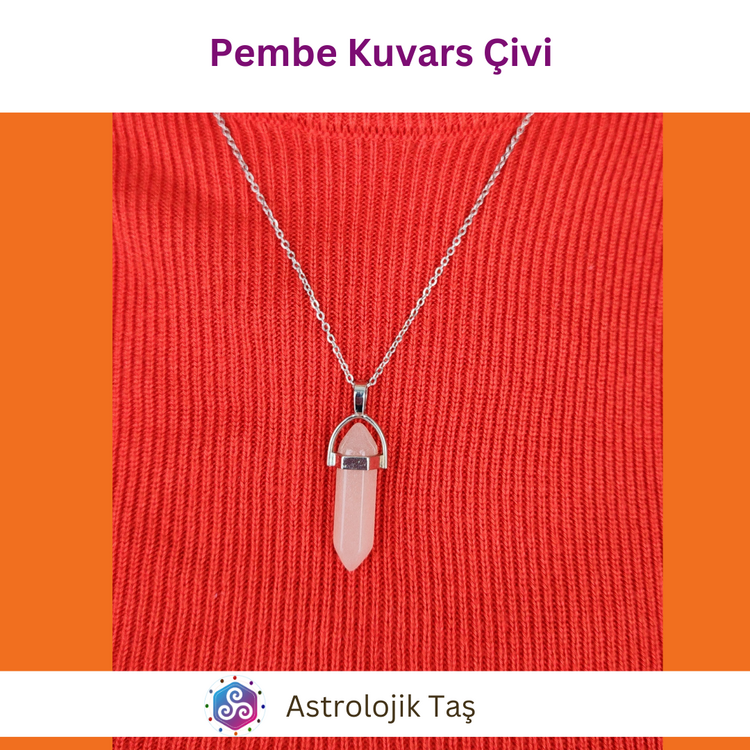 Pembe Kuvars Çivi Kolye