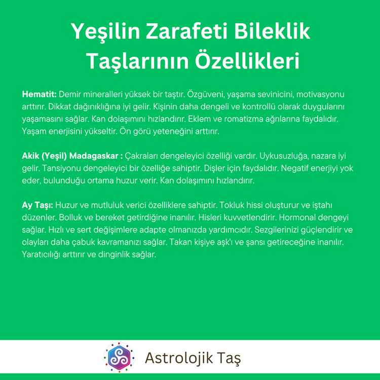 Yeşilin Zarafeti Doğal Taş Bileklik (Kutup Yıldızı Aksesuarlı)