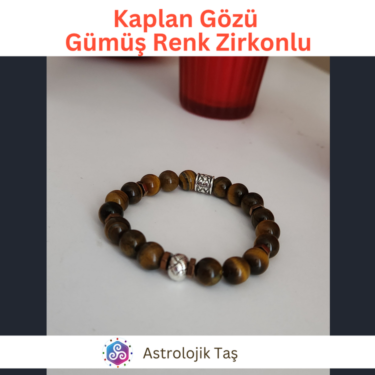 Kaplan Gözü Bilek (Gümüş Rengi Yuvarlak Charmlı)