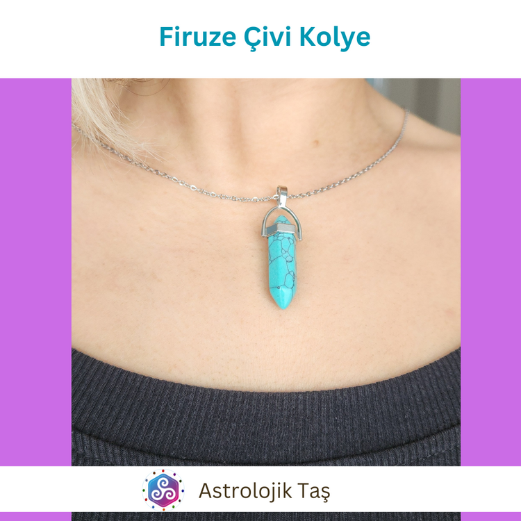 Turkuaz Firuze Doğal Taş Çivi Kolye