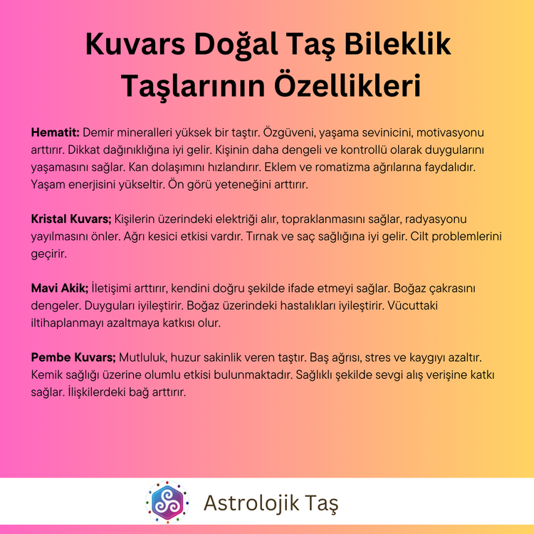 Kuvars Doğal Taş Bileklik