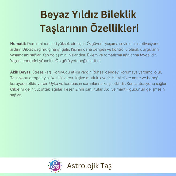 Beyaz Yıldız Doğal Taş Bileklik