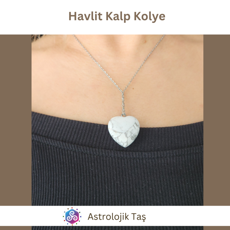 Havlit Doğal Taş Kalp Kolye
