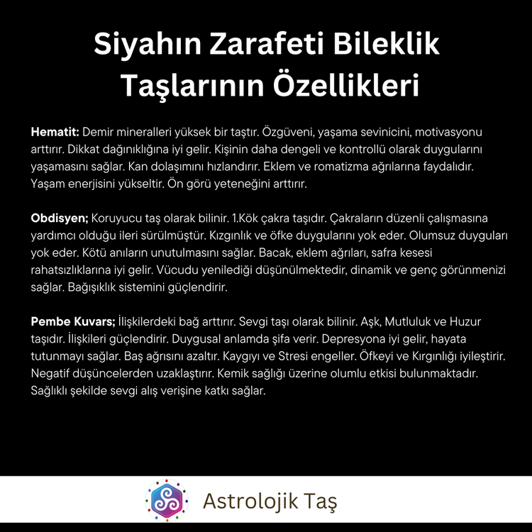 Siyahın Zarafeti Doğal Taş Bileklik (Kutup Yıldızı Aksesuarlı)