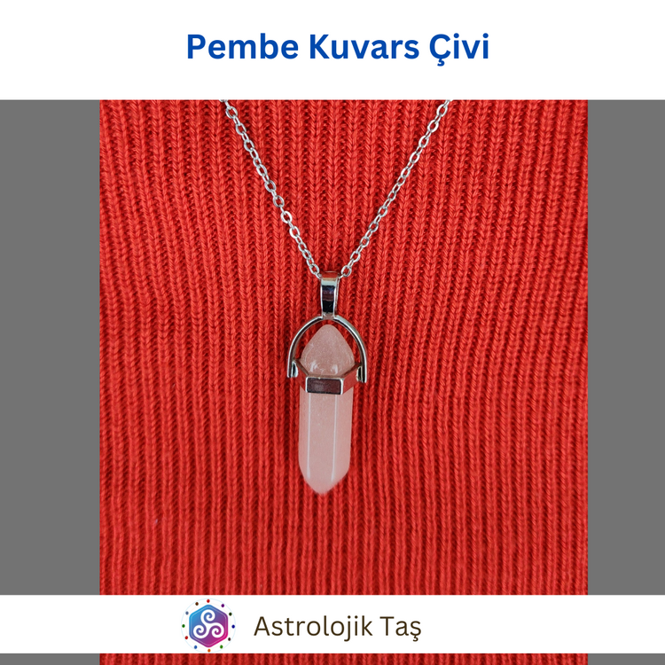 Pembe Kuvars Çivi Kolye
