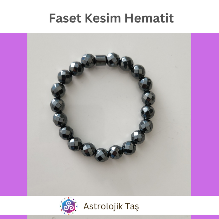 Faset Kesim Hematit Asaleti Bilekliği