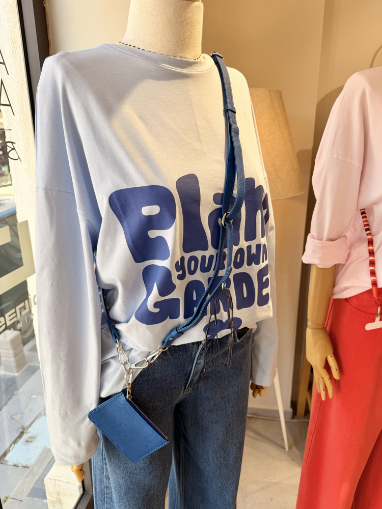 Uzun Kollu İnce Mavi Sweatshirt