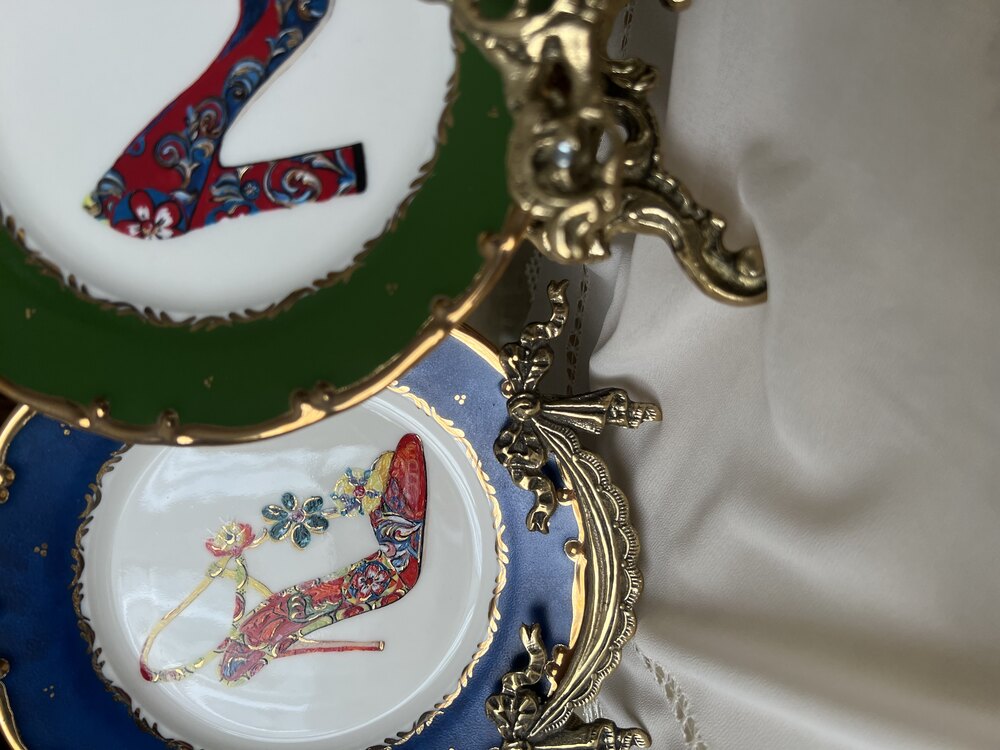 Mavi Dolce Gabbana Sandalet Desenli Pasta Tabağı
