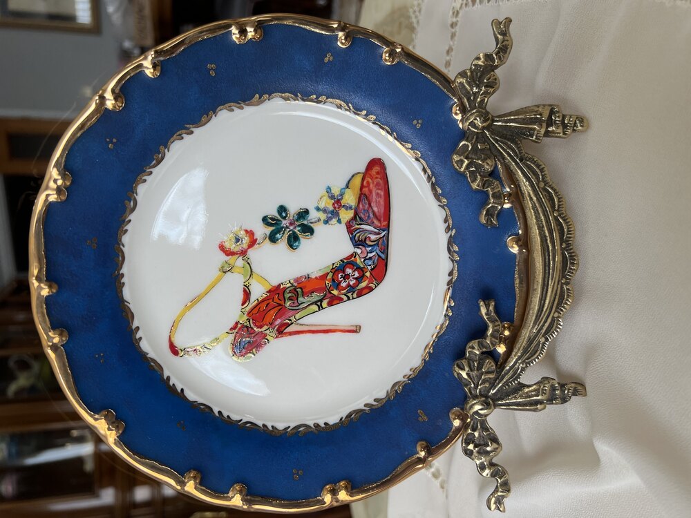 Mavi Dolce Gabbana Sandalet Desenli Pasta Tabağı