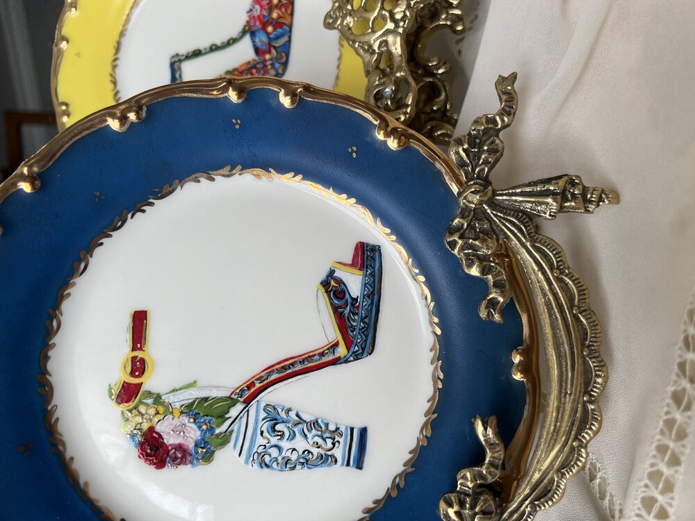 Mavi Dolce Gabbana Ayakkabılı Pasta Tabağo