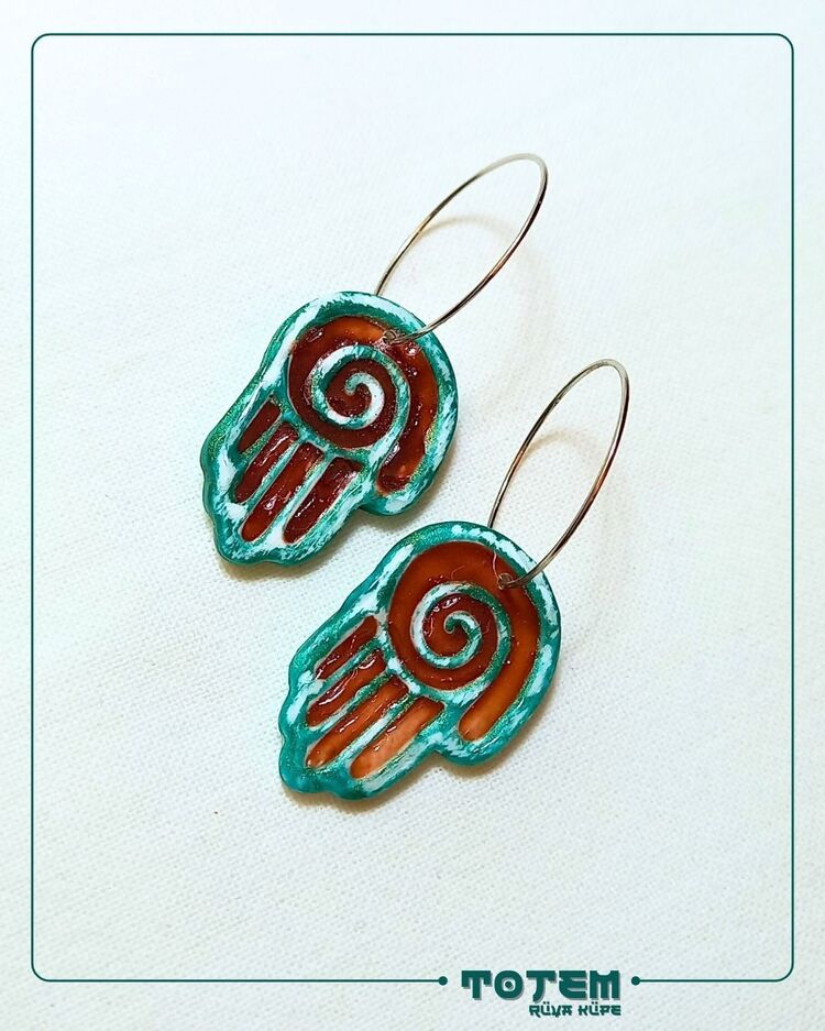 Totem Koleksiyonu Rüya Fatma|Hamsa|El  Motifli Küpe 