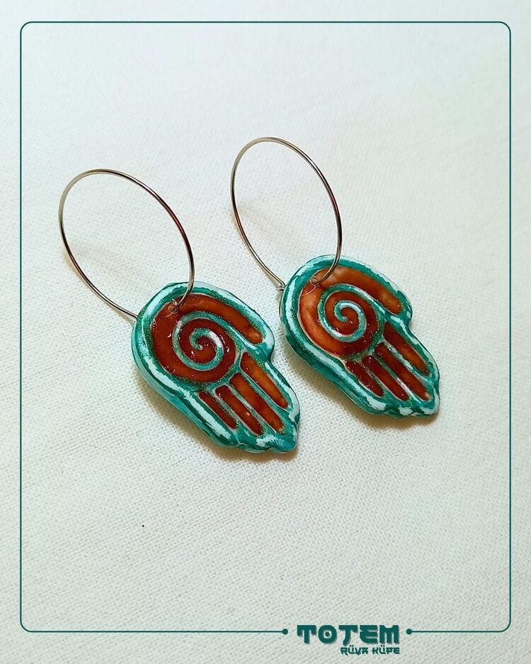 Totem Koleksiyonu Rüya Fatma|Hamsa|El  Motifli Küpe 