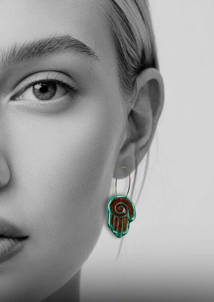 Totem Koleksiyonu Rüya Fatma|Hamsa|El  Motifli Küpe 