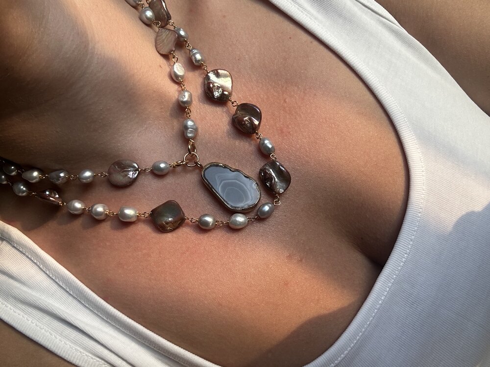 Pearly Agate Kolye