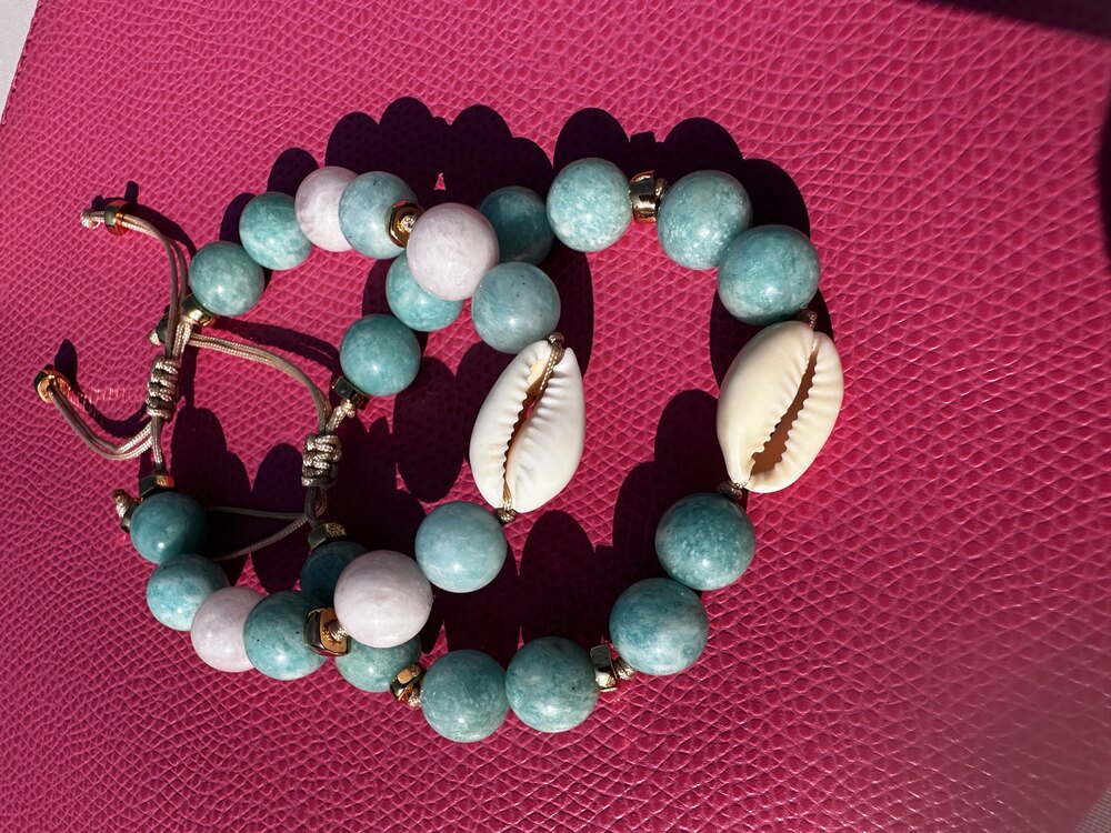 Seashell Bileklik Amazonite-Pembe Quartz