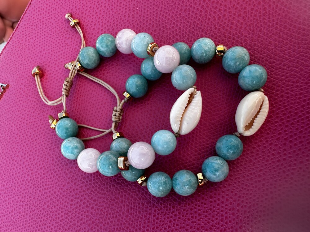 Seashell Bileklik Amazonite-Pembe Quartz