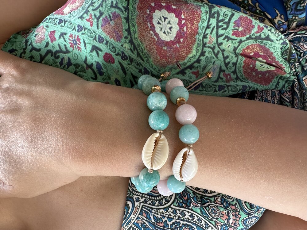 Seashell Bileklik Amazonite-Pembe Quartz