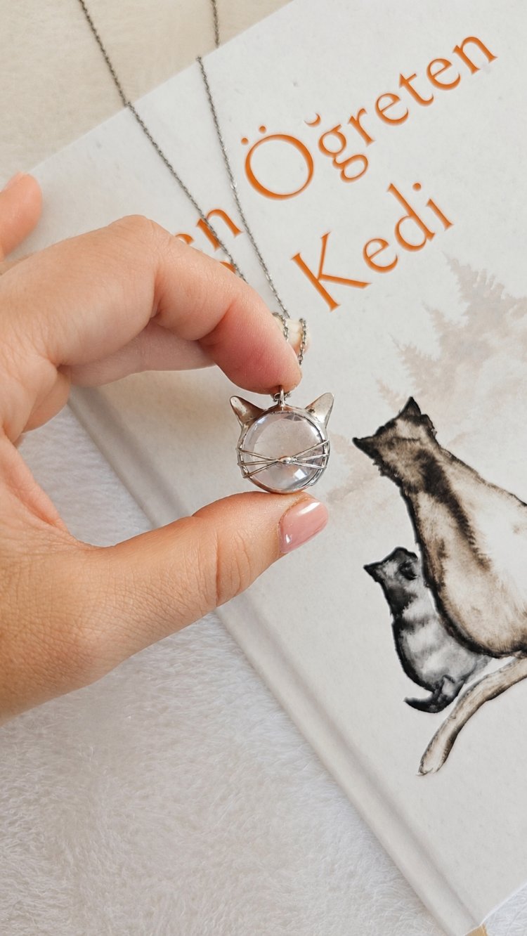Mor Kedi Kolye