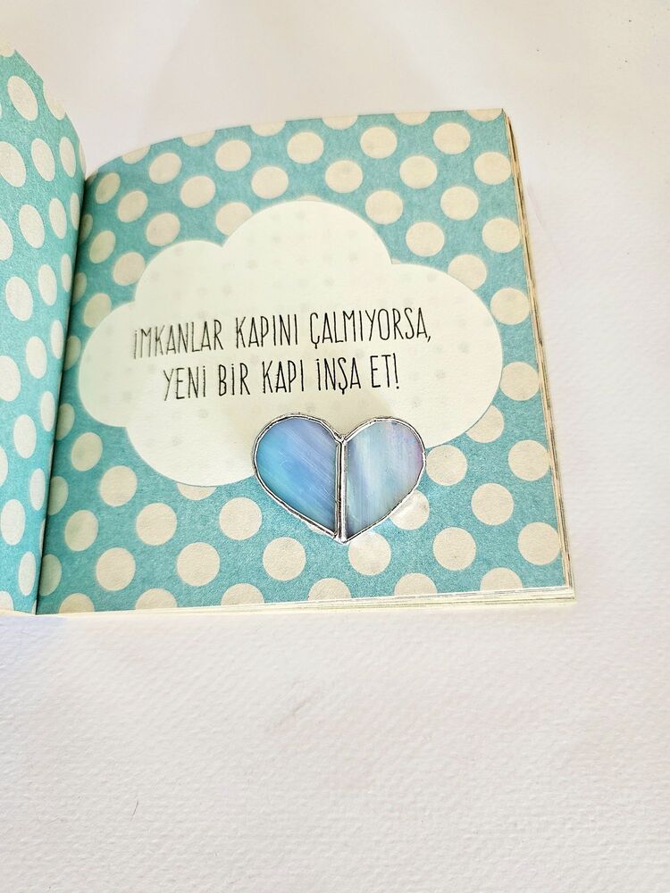 Sedefli Mavi Kalp Broş