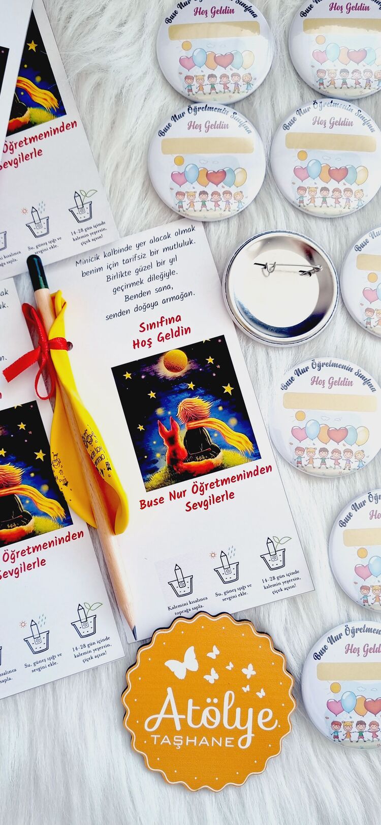 Okuluna Hoşgeldin Balon + Tohumlu Kalem + Rozet 