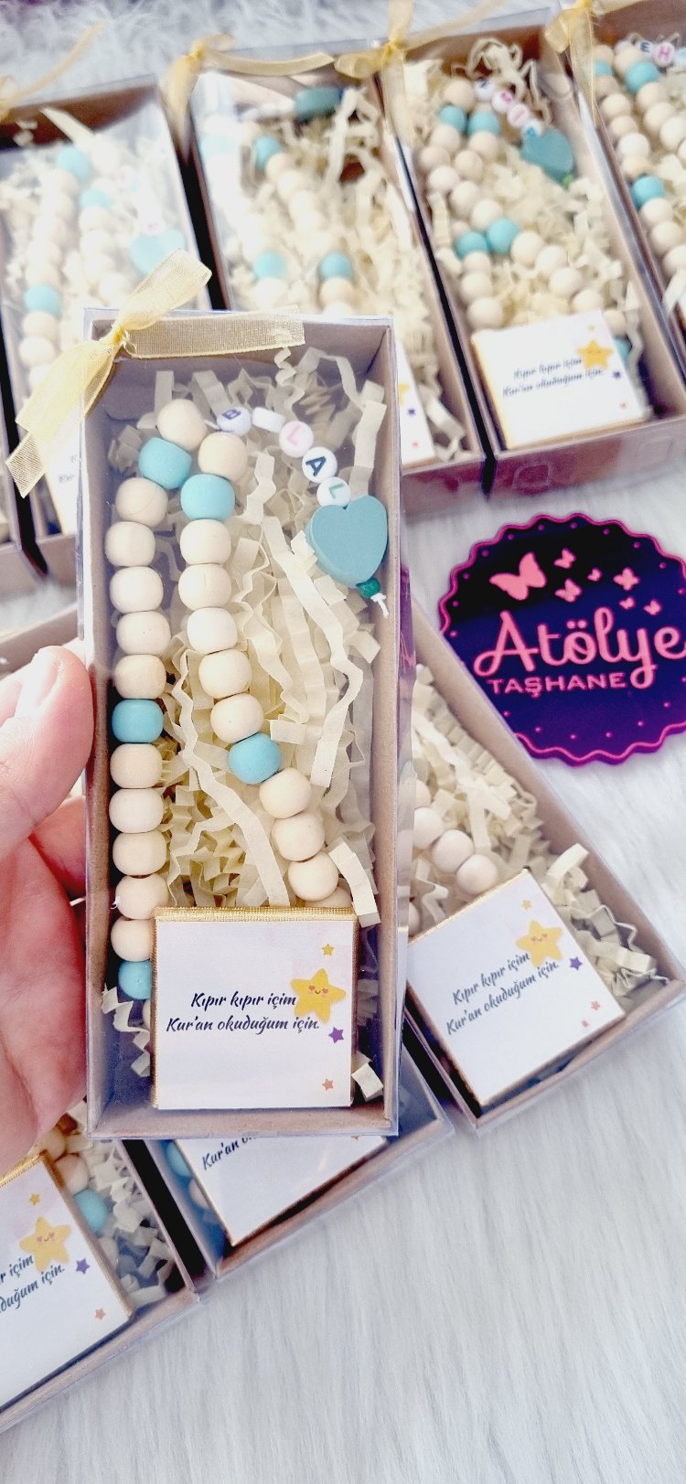 İsimli Ahşap Tesbih ve Çikolata