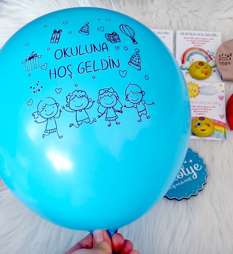 Emoji Çikolata + Okuluna Hoşgeldin Balon 