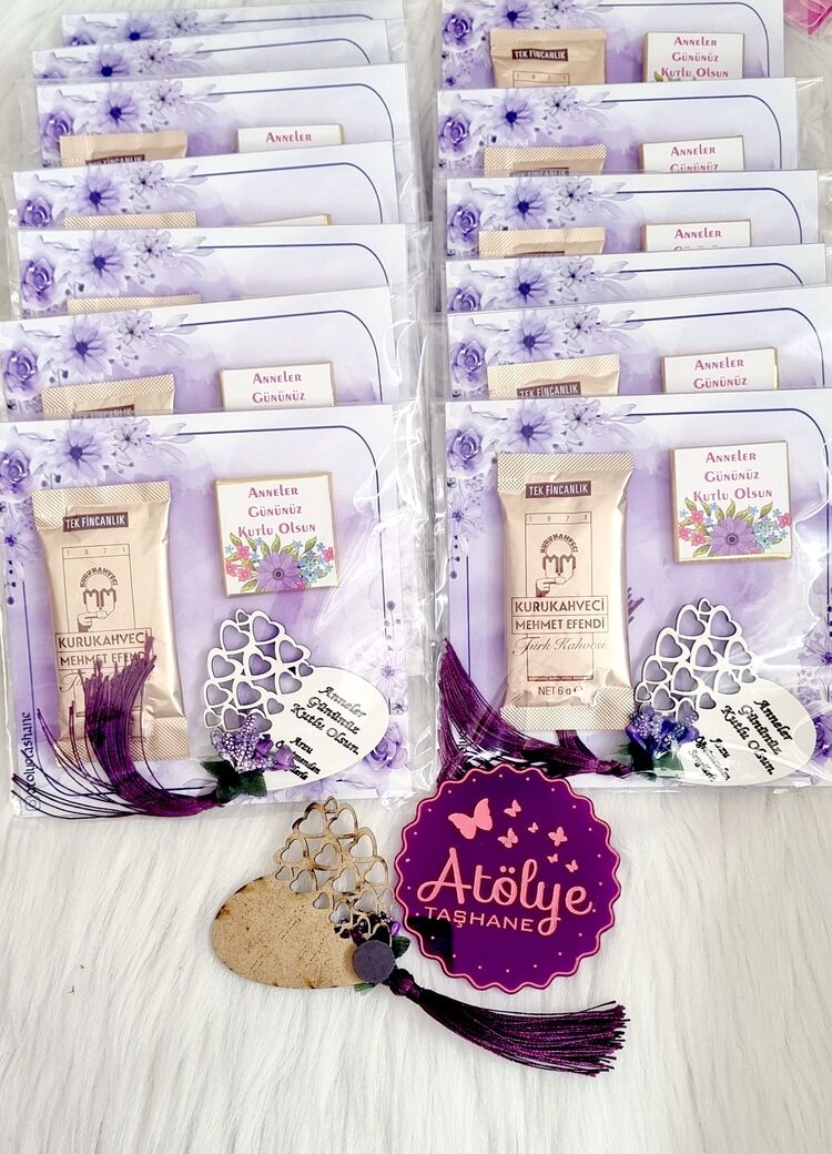 Ahşap Kalp Magnet +Çikolata +Kahve