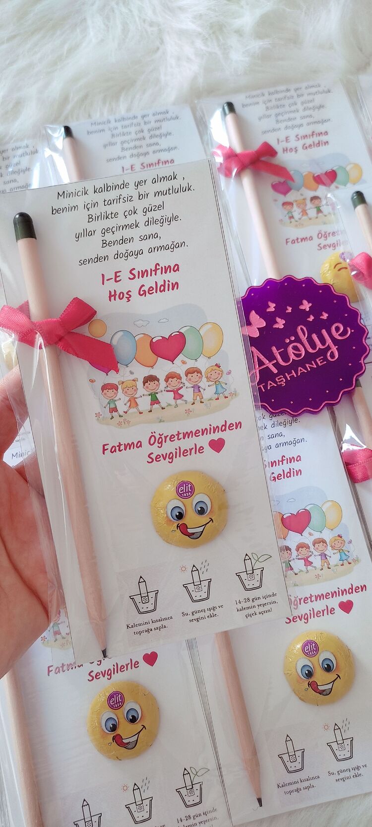 Tohumlu Kalem ve Emoji Çikolata Kart