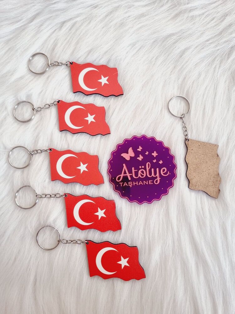 AyYıldız Ahşap Anahtarlık