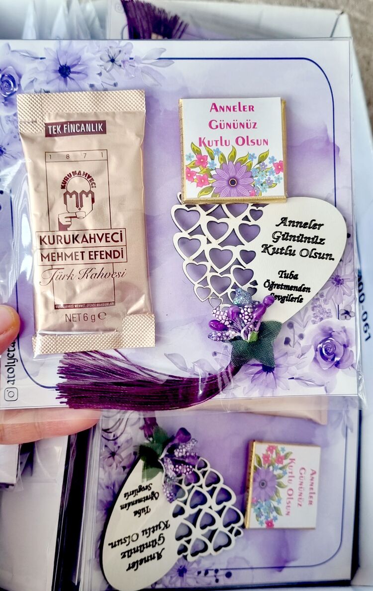 Ahşap Kalp Magnet +Çikolata +Kahve