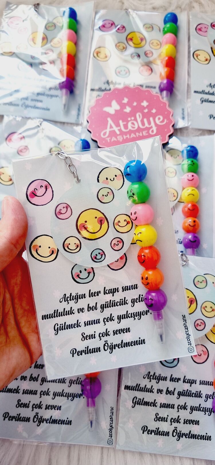 Emoji kalem ve Pleksi anahtarlık set