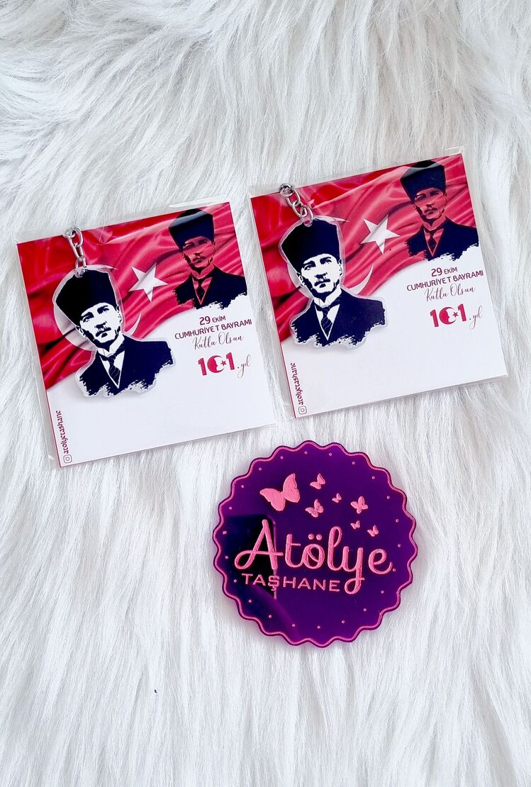 Atatürk Pleksi Anahtarlık Kartlı