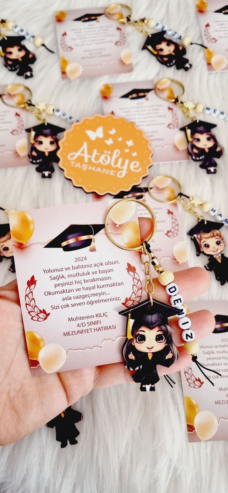 Mezuniyet Figür İSİMLİ Anahtarlık 