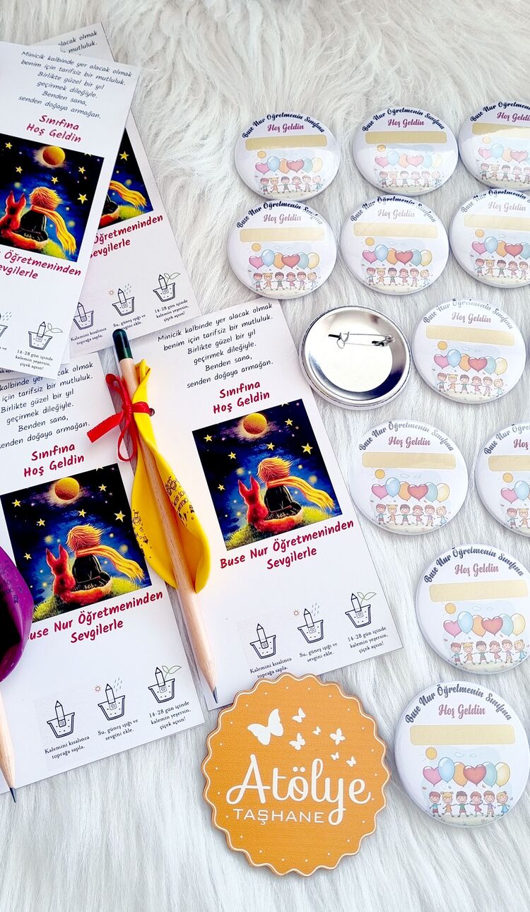 Okuluna Hoşgeldin Balon + Tohumlu Kalem + Rozet 