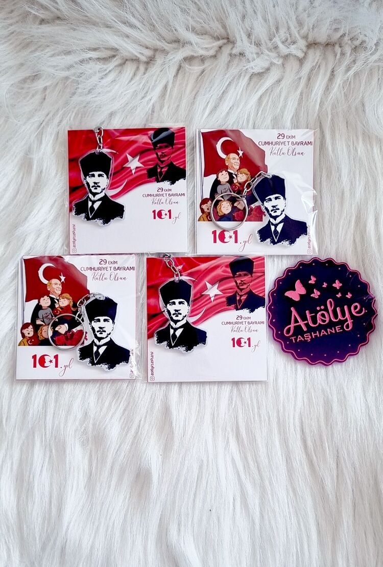 Atatürk Pleksi Anahtarlık Kartlı