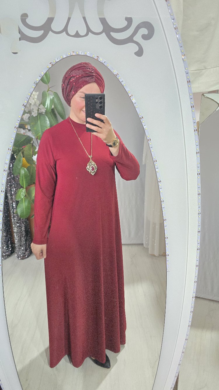 bordo payet elbise