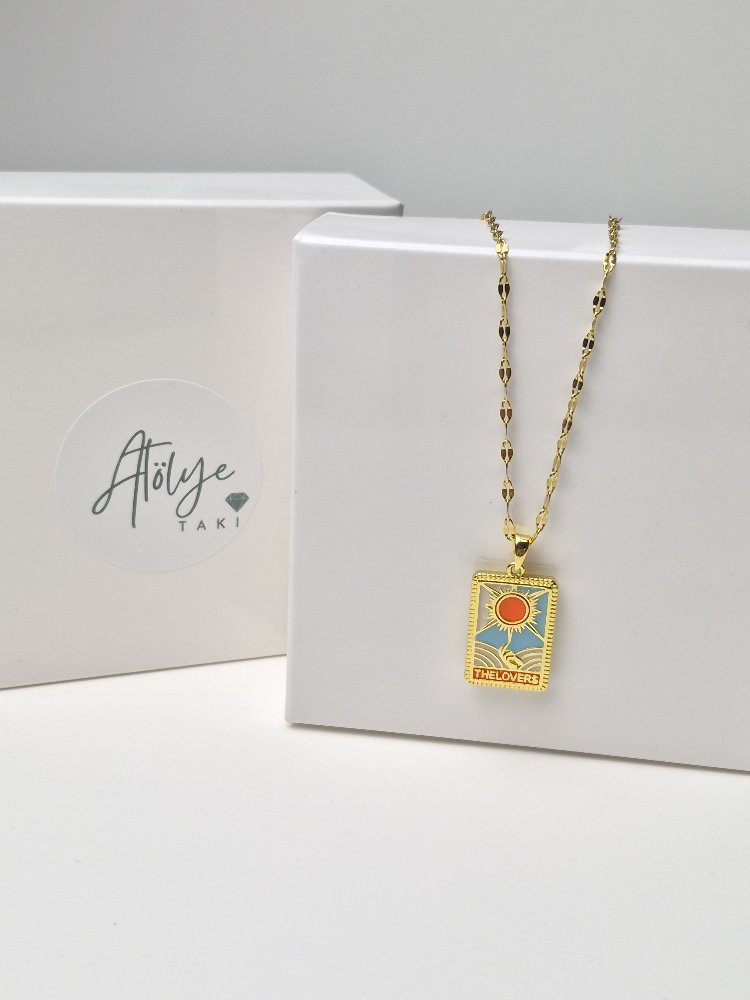 Güneş tarot kart çelik kolye 