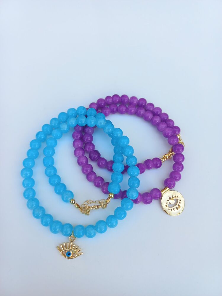 Mor göz charm kolye