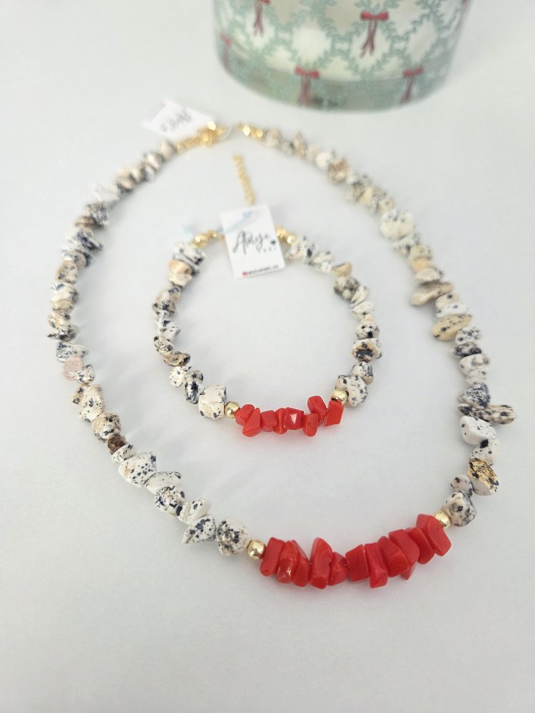 D. jasper taşı kolye bileklik set