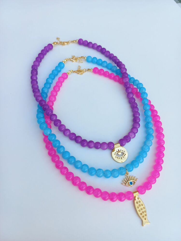 Mor göz charm kolye