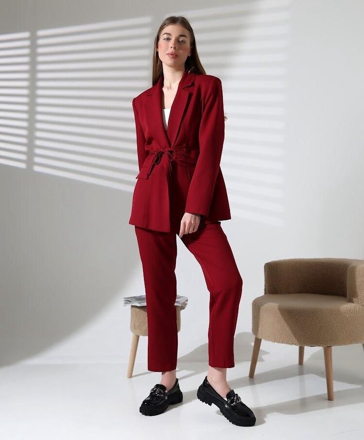 Bağlamalı Double Blazer Takım