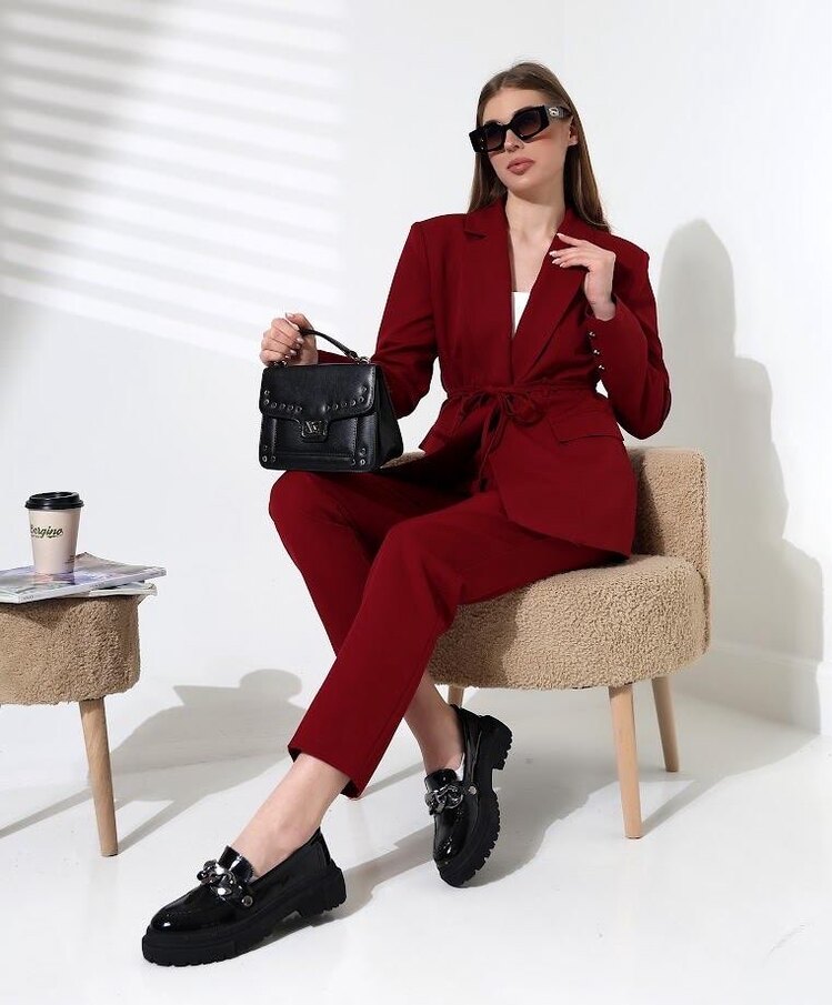 Bağlamalı Double Blazer Takım