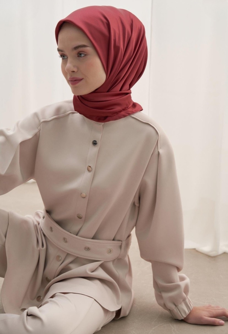 Twill Dokuma Pamuk İpek Eşarp - Bordo 