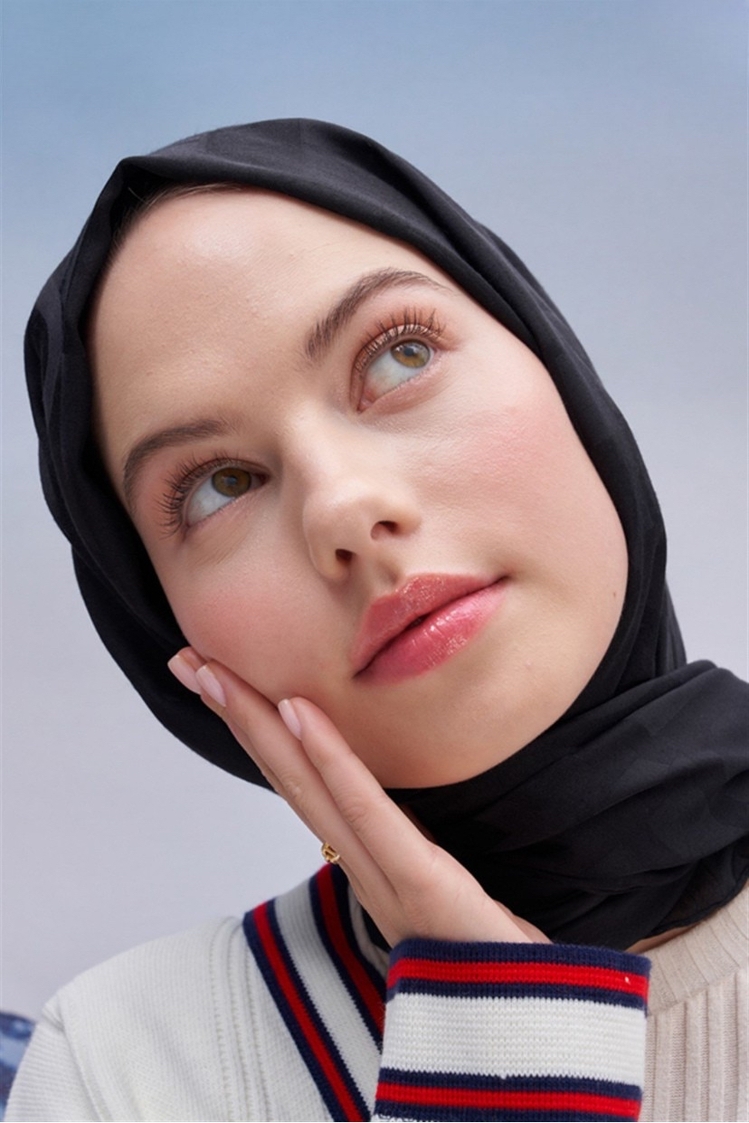 Yazı Desen Jakar İtalyan İpekli Şal - Siyah 